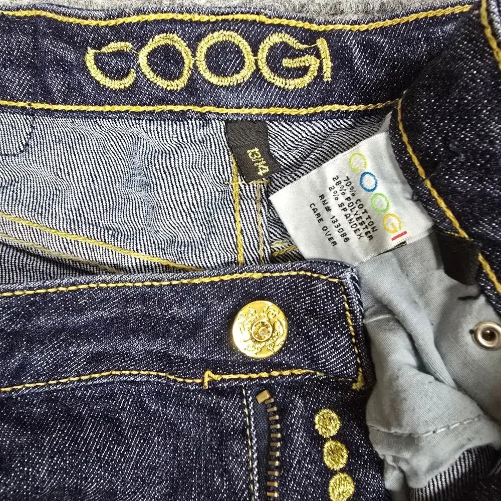 COOGI Jeans Womens 13/14 31x32 Blue Straight Leg Sequin LOVE Y2K Embellished